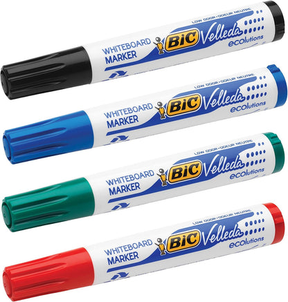 Bic Velleda 1701 Ecolutions Whiteboard Pens, Red - Box of 12 - Dry Erase Pens for Whiteboards in School or office