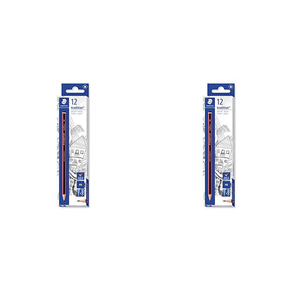 STAEDTLER 110-HB Tradition Graphite Pencil for Drawing & Sketching - HB (Box of 12) (Pack of 2