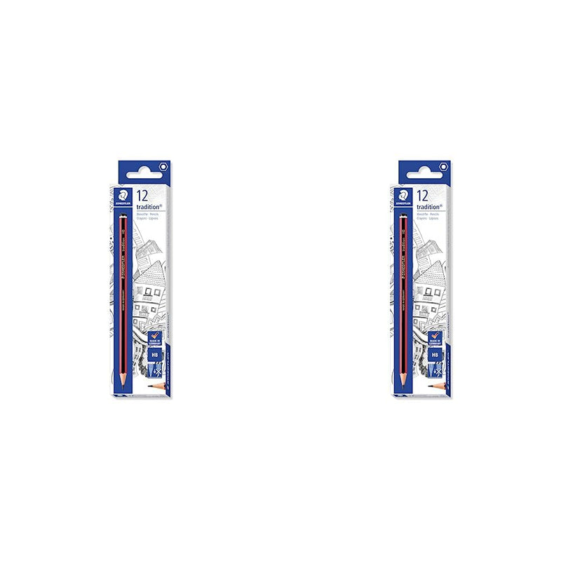 STAEDTLER 110-HB Tradition Graphite Pencil for Drawing & Sketching - HB (Box of 12) (Pack of 2
