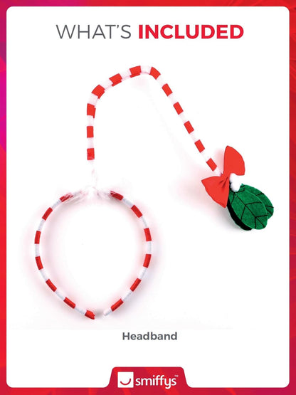 Smiffys Mistletoe Kisses Headband, Red & White