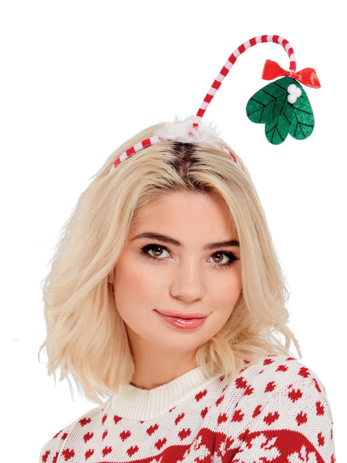 Smiffys Mistletoe Kisses Headband, Red & White