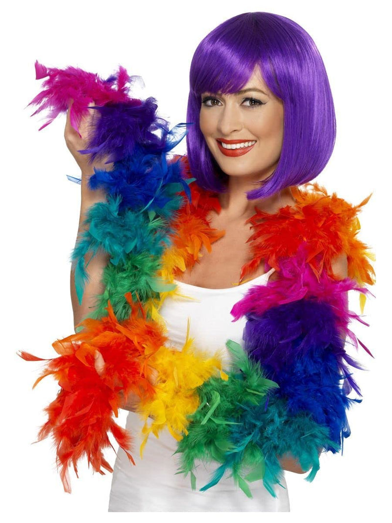 Smiffys Feather Boa, 80g, Rainbow