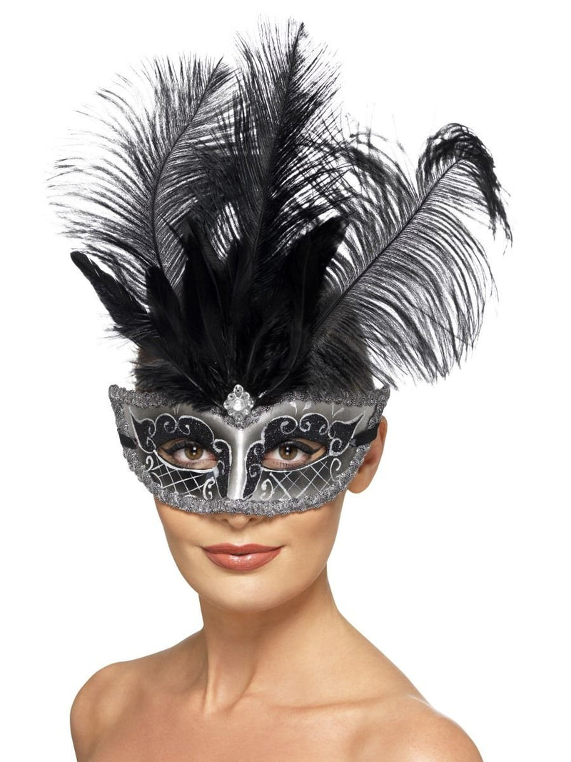Smiffys Venetian Colombina Eyemask, Grey