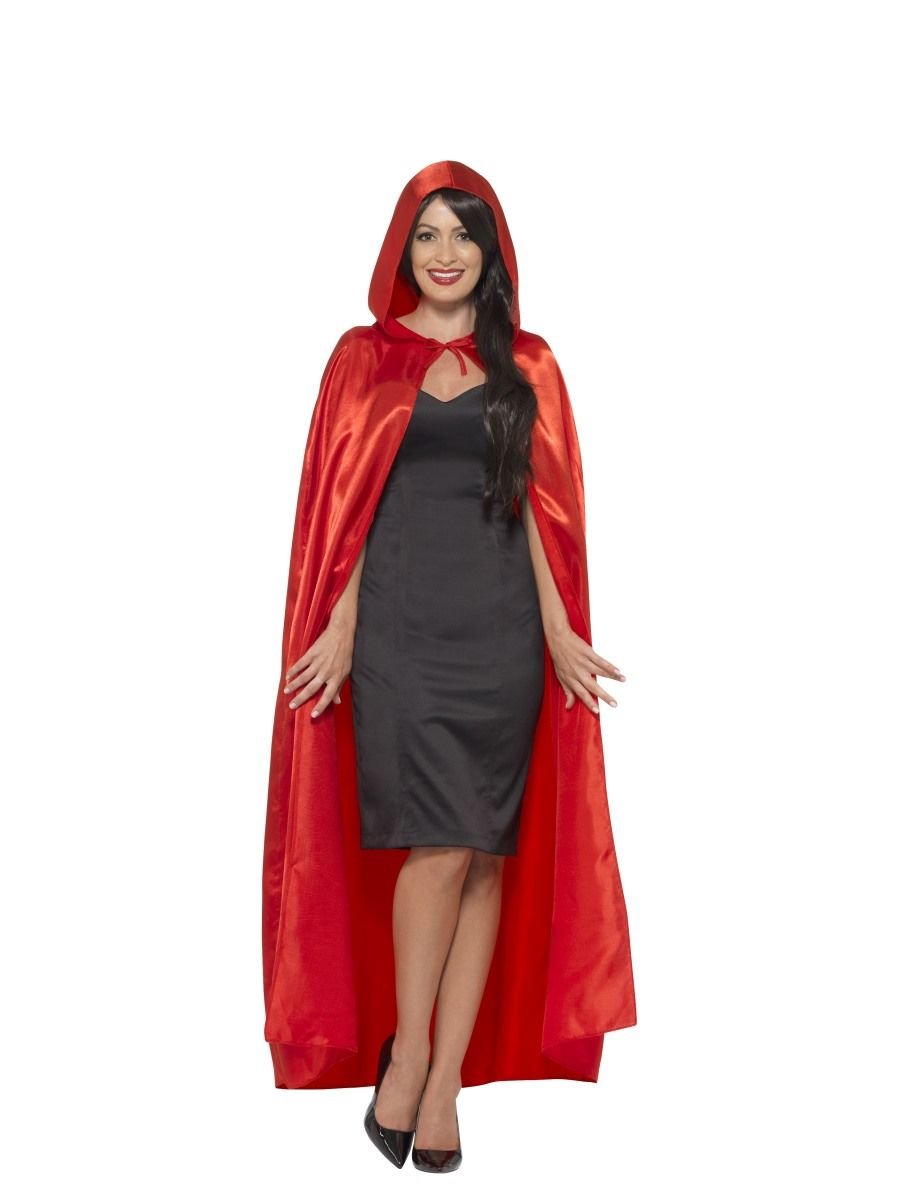 Smiffys Satin Hooded Cape, Red