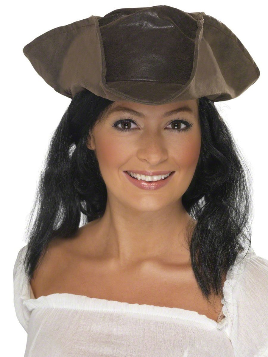 Smiffys Leather Look Pirate Hat, Brown