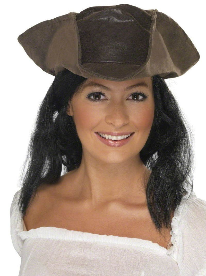 Smiffys Leather Look Pirate Hat, Brown