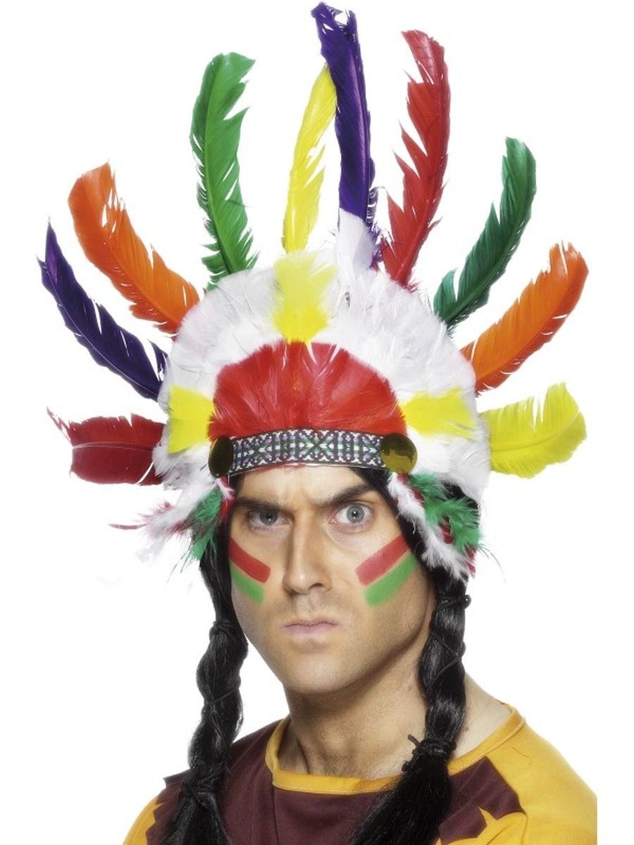 Smiffys Native American Inspired Headdress, Multi-Coloured