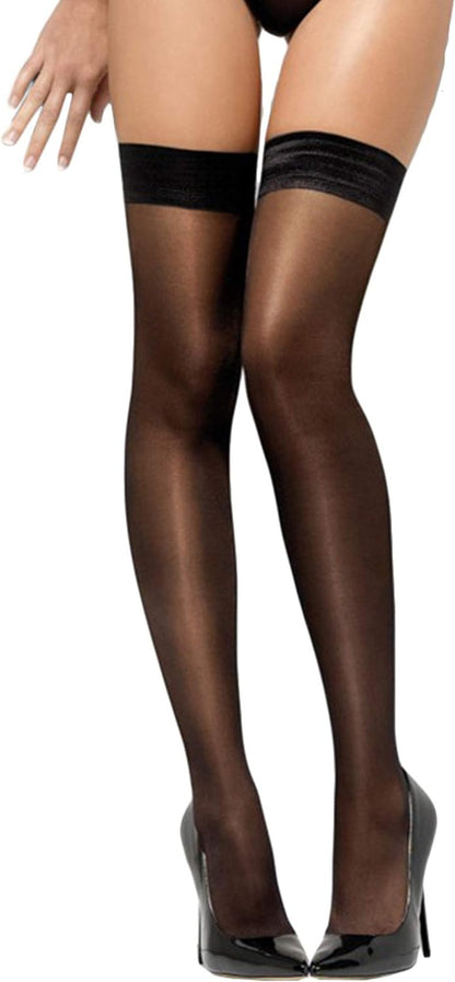 Smiffys Sheer Shine Hold-Ups, Black