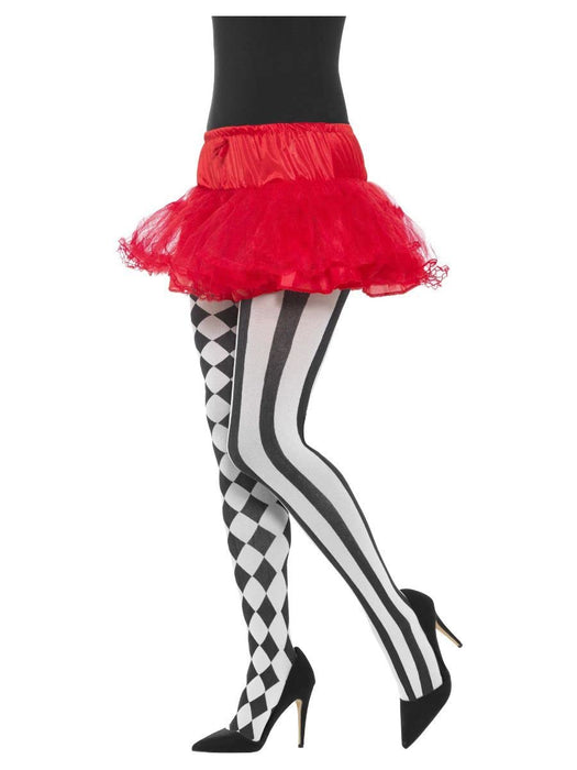 Smiffys Harlequin Tights, White & Black