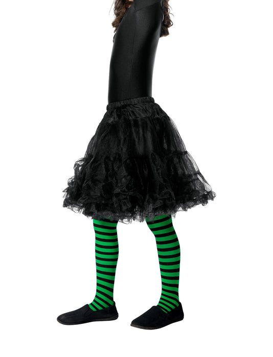Smiffys Wicked Witch Tights, Child, Green & Black