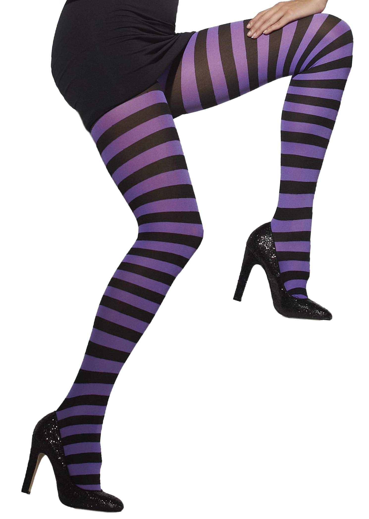 Smiffys Opaque Tights, Purple & Black