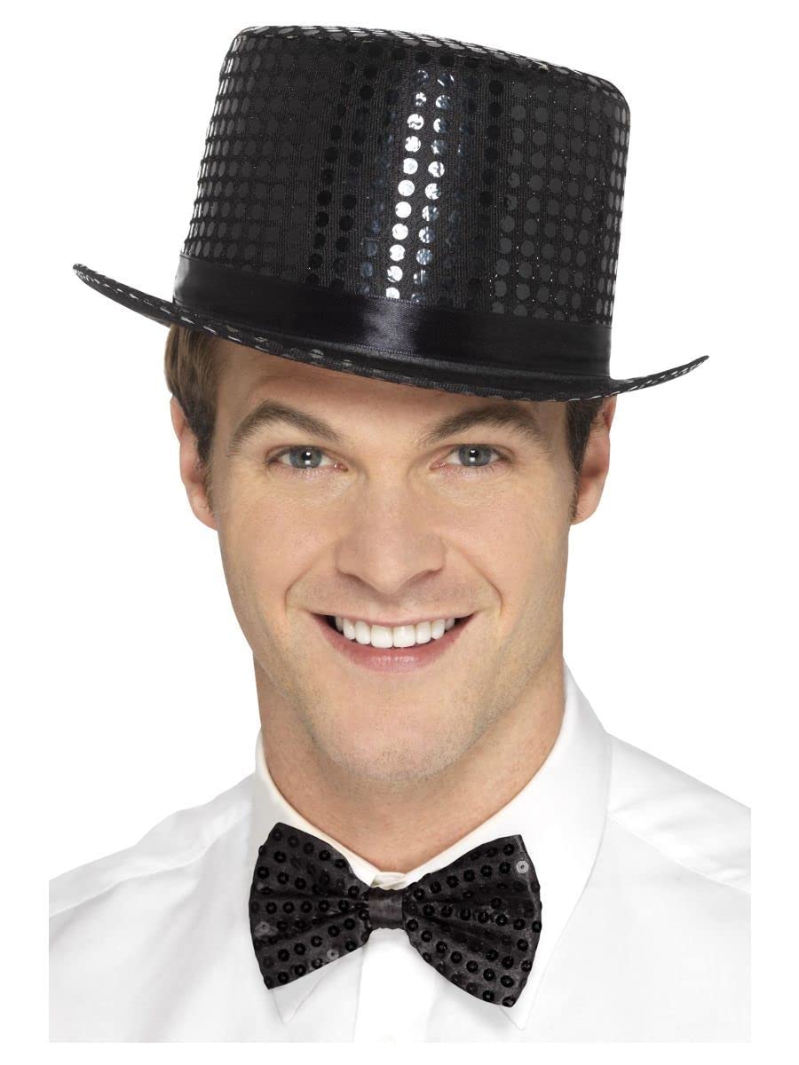 Smiffys Sequin Top Hat, Black