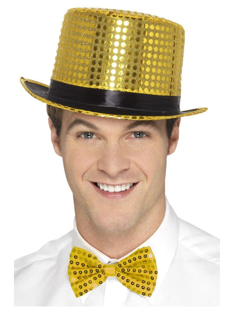 Smiffys Sequin Top Hat, Gold