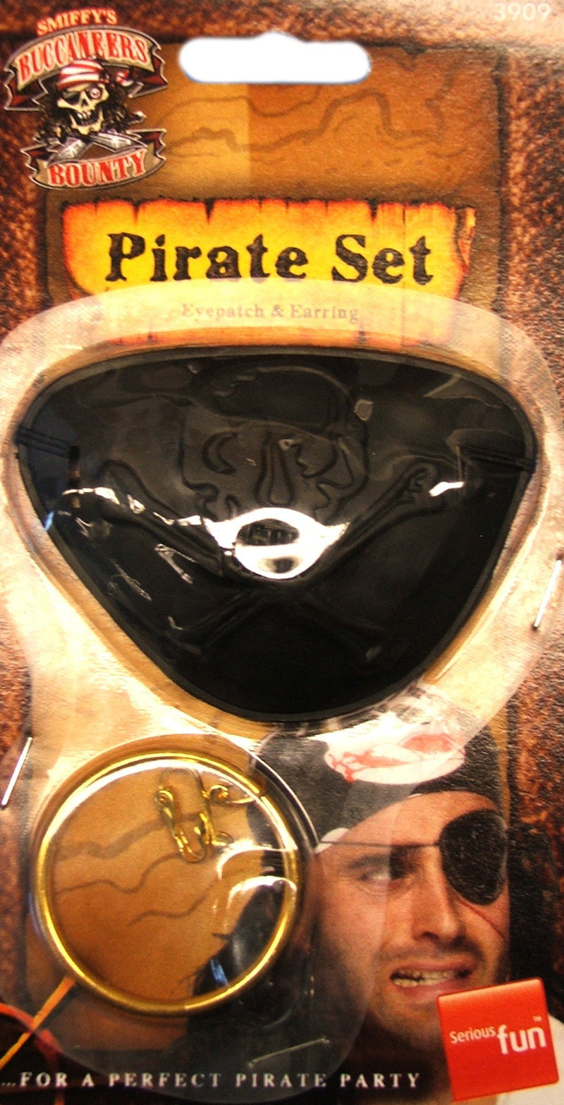 Smiffys Pirate Eyepatch and Earring, Black