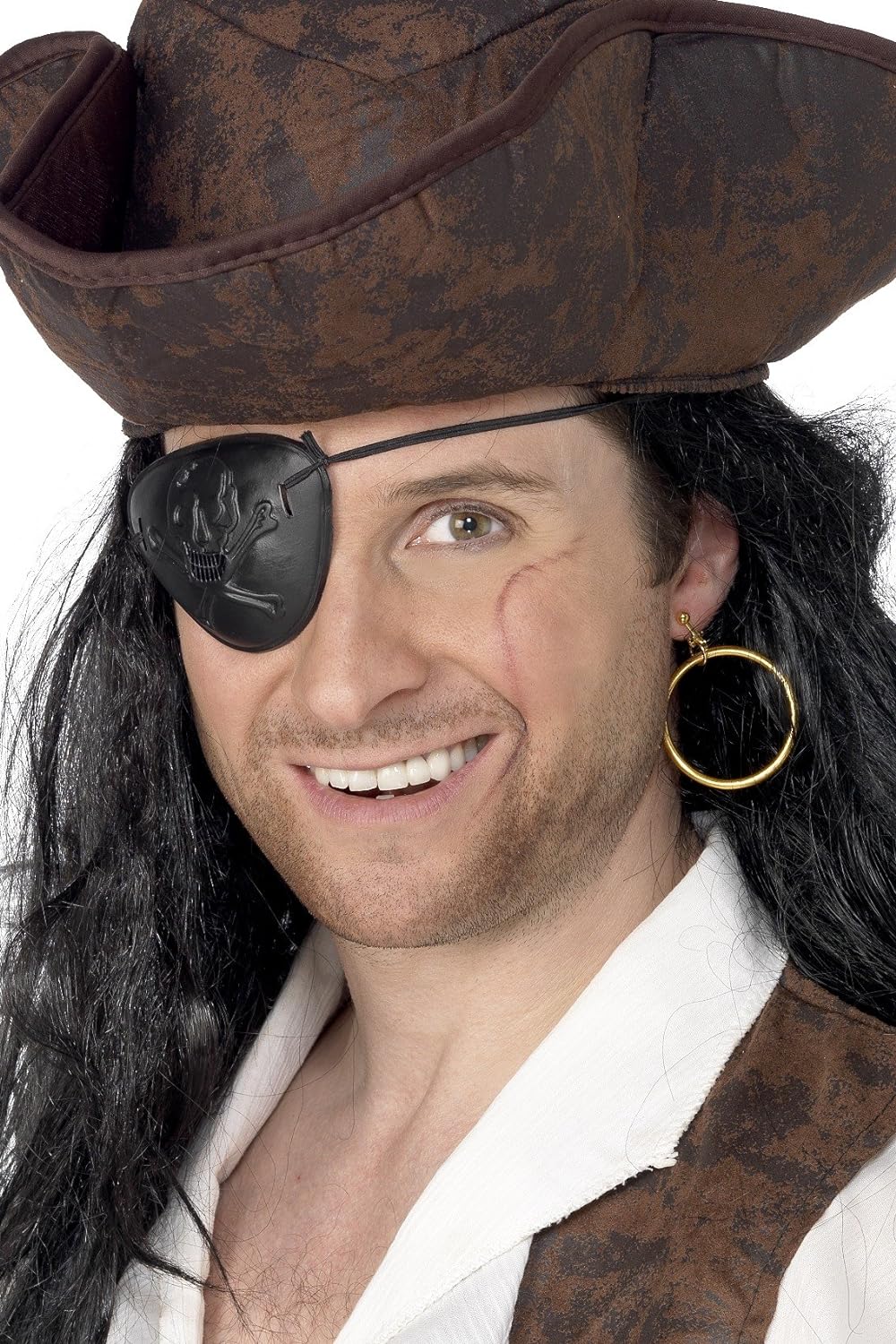 Smiffys Pirate Eyepatch and Earring, Black