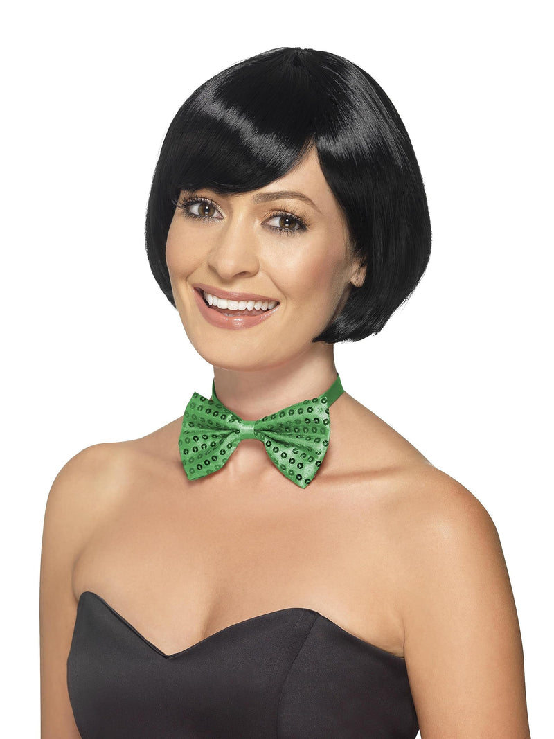 Smiffys Sequin Bow Tie, Green