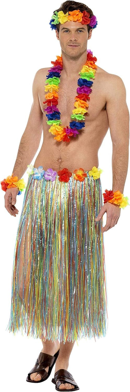 Smiffys Rainbow Hawaiian Set, Multi-Coloured
