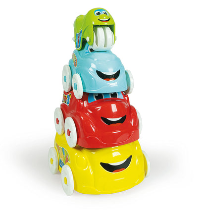 Clementoni- Stacking Vehicle Toy: 4 Piece Playset, Bus, Truck, Car & Motorbike (6+ Months) Vehicles