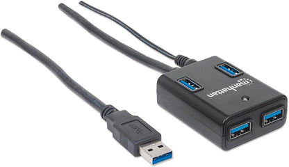 MANHATTAN USB-HUB 4-Port USB 3.0 Black con Alimentatore