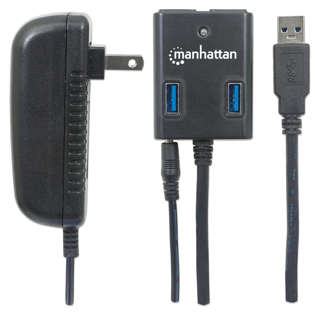 MANHATTAN USB-HUB 4-Port USB 3.0 Black con Alimentatore