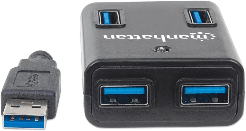 MANHATTAN USB-HUB 4-Port USB 3.0 Black con Alimentatore
