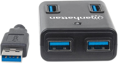 MANHATTAN USB-HUB 4-Port USB 3.0 Black con Alimentatore