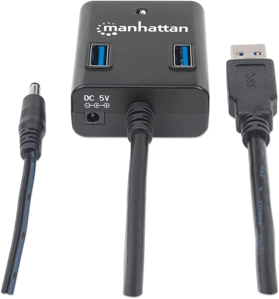 MANHATTAN USB-HUB 4-Port USB 3.0 Black con Alimentatore