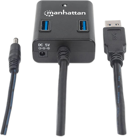 MANHATTAN USB-HUB 4-Port USB 3.0 Black con Alimentatore