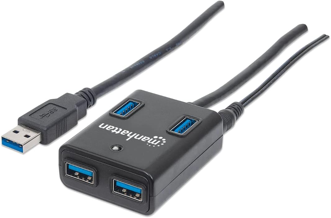 MANHATTAN USB-HUB 4-Port USB 3.0 Black con Alimentatore