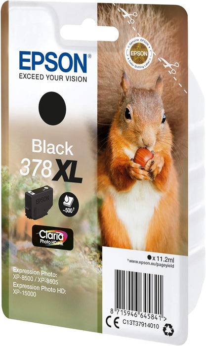 Epson 378XL Black Squirrel High Yield Genuine, Claria Photo HD Ink Cartridge