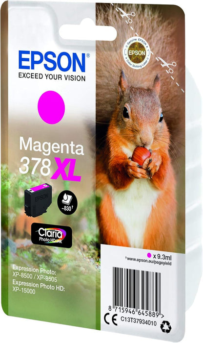 Epson 378XL Magenta Squirrel High Yield Genuine, Claria Photo HD Ink Cartridge