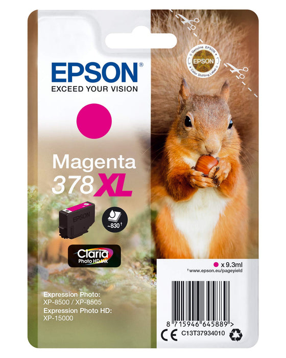 Epson 378XL Magenta Squirrel High Yield Genuine, Claria Photo HD Ink Cartridge