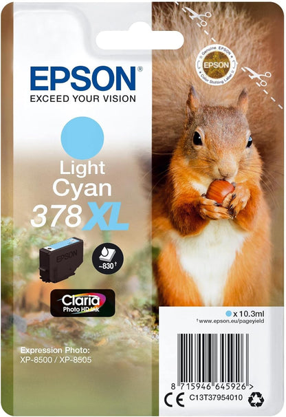 Epson 378XL Light Cyan Squirrel High Yield Genuine, Claria Photo HD Ink Cartridge