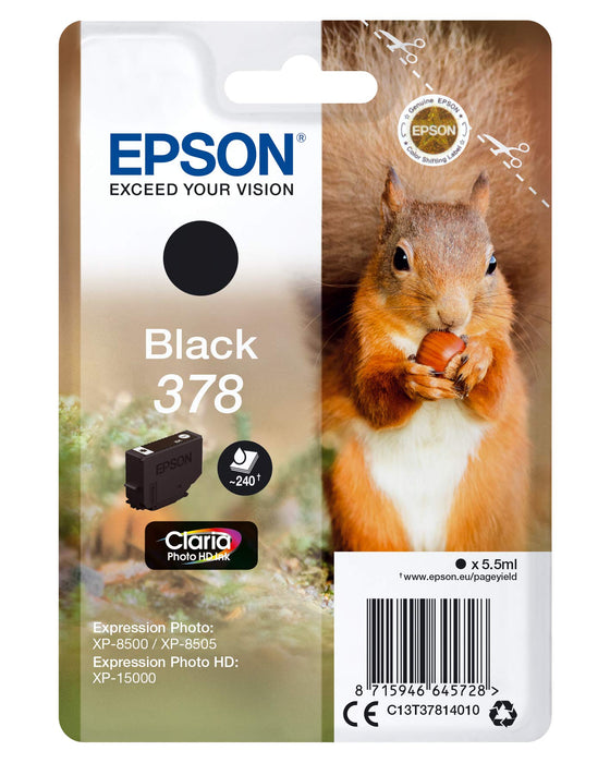 Epson 378 Black Squirrel Genuine, Claria Photo HD Ink Cartridge