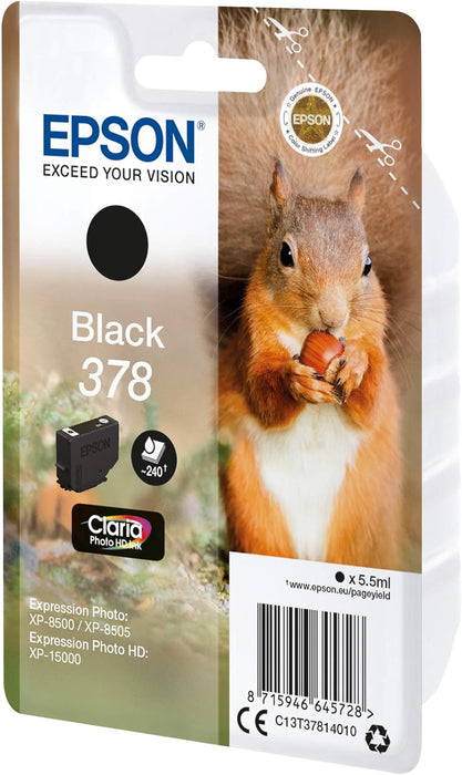 Epson 378 Black Squirrel Genuine, Claria Photo HD Ink Cartridge