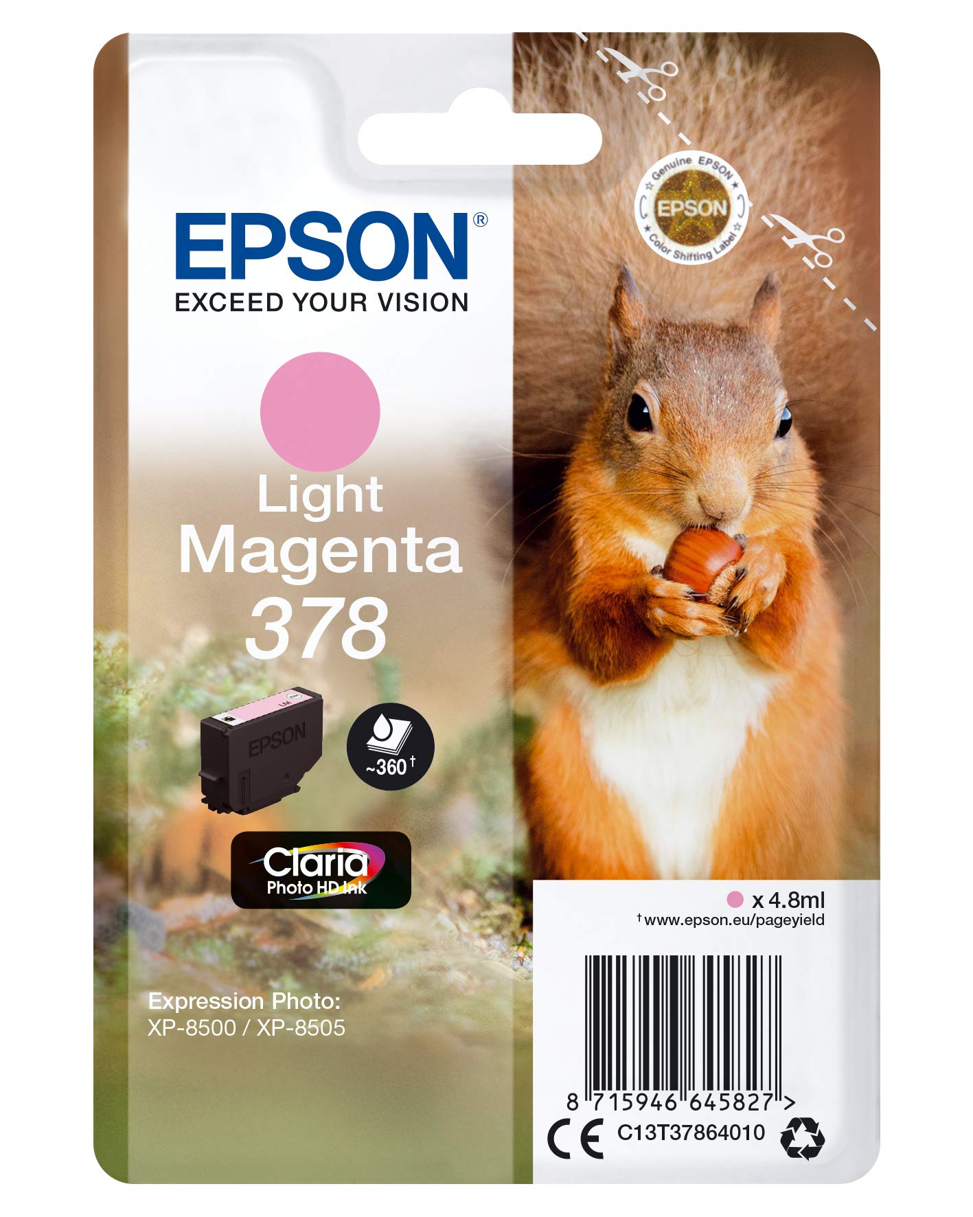 Epson Single Pack Light Magenta 378 Squirrel Clara Photo HD Ink