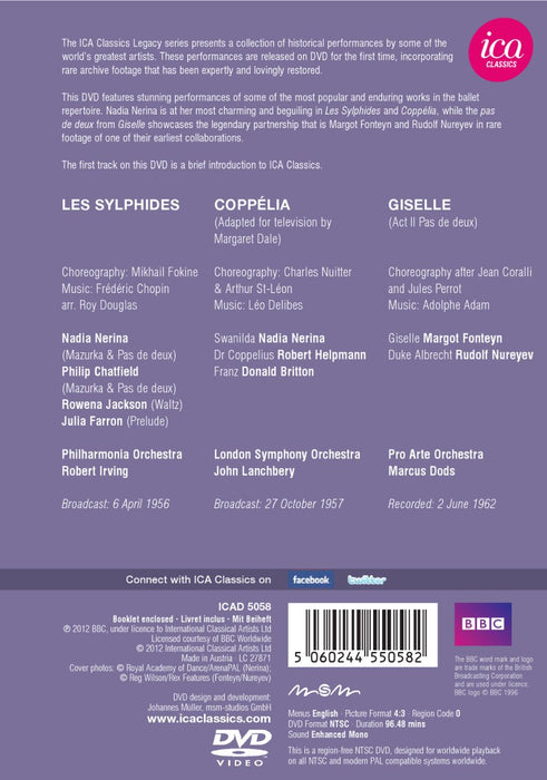 Sylphides/ Coppelia/ Giselle (Nadia Nerina/ Robert Helpmann/ Margot Fonteyn/ Rudolf Nureyev) (ICA Classics: ICAD 5058)