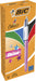 BIC 4 Colours Shine Ballpoint Pens - Box of 12 - Metallic Pink Body with 4 Ink Colours (Blue, Black, Red, Green