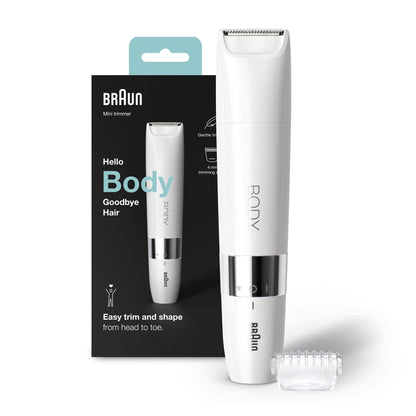 Braun Baardtrimmer Voor Mannen, Mini Trimmer, Elektrische Lichaamshaarverwijderaar, Dames En Heren, Nauwkeurige Ontharing Voor Oksels, Borst, Wet & Dry, Met Kam, BS1000, Wit