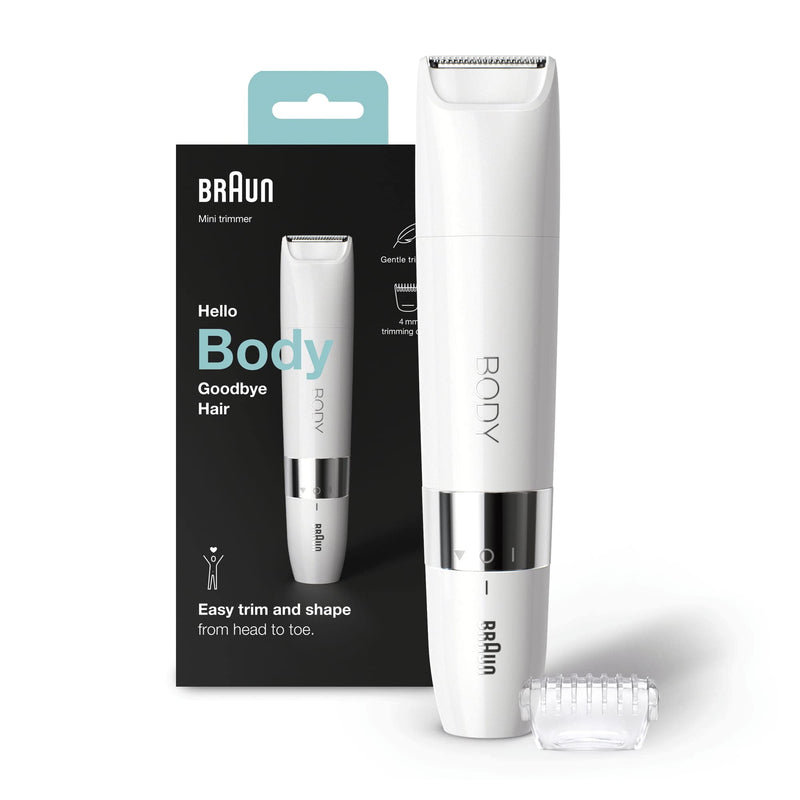 Braun Baardtrimmer Voor Mannen, Mini Trimmer, Elektrische Lichaamshaarverwijderaar, Dames En Heren, Nauwkeurige Ontharing Voor Oksels, Borst, Wet & Dry, Met Kam, BS1000, Wit