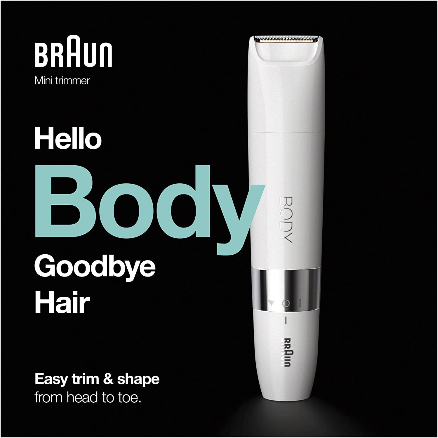 Braun Baardtrimmer Voor Mannen, Mini Trimmer, Elektrische Lichaamshaarverwijderaar, Dames En Heren, Nauwkeurige Ontharing Voor Oksels, Borst, Wet & Dry, Met Kam, BS1000, Wit