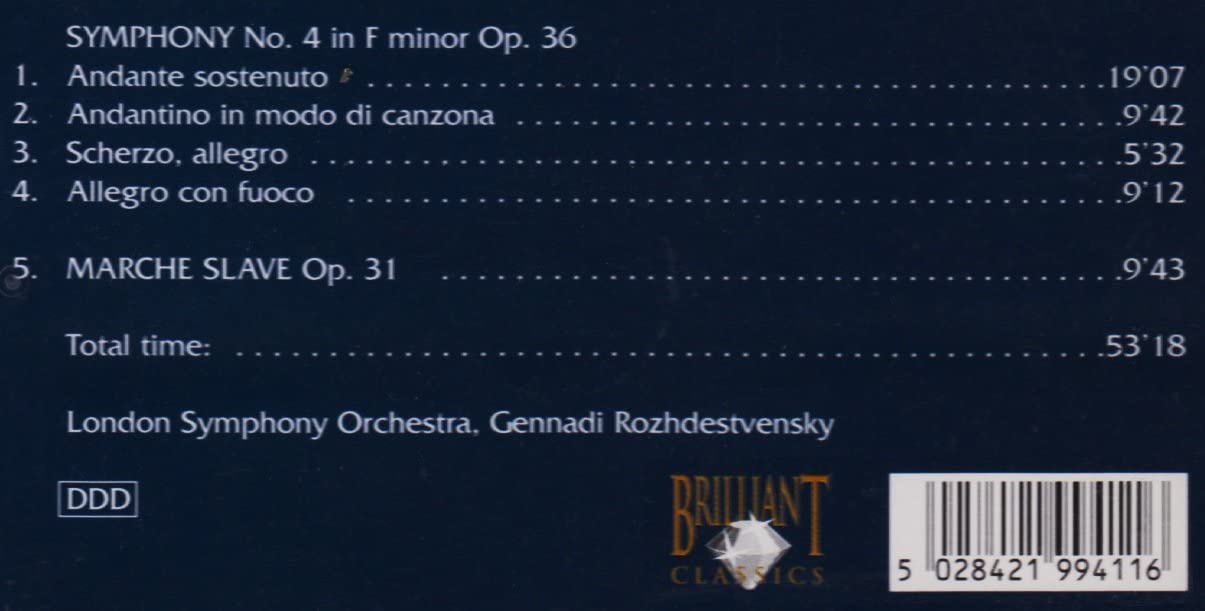 Tchaikovsky - masterworks symphony no 4 in F minor op 36 - marche slave op 31 (1 CD