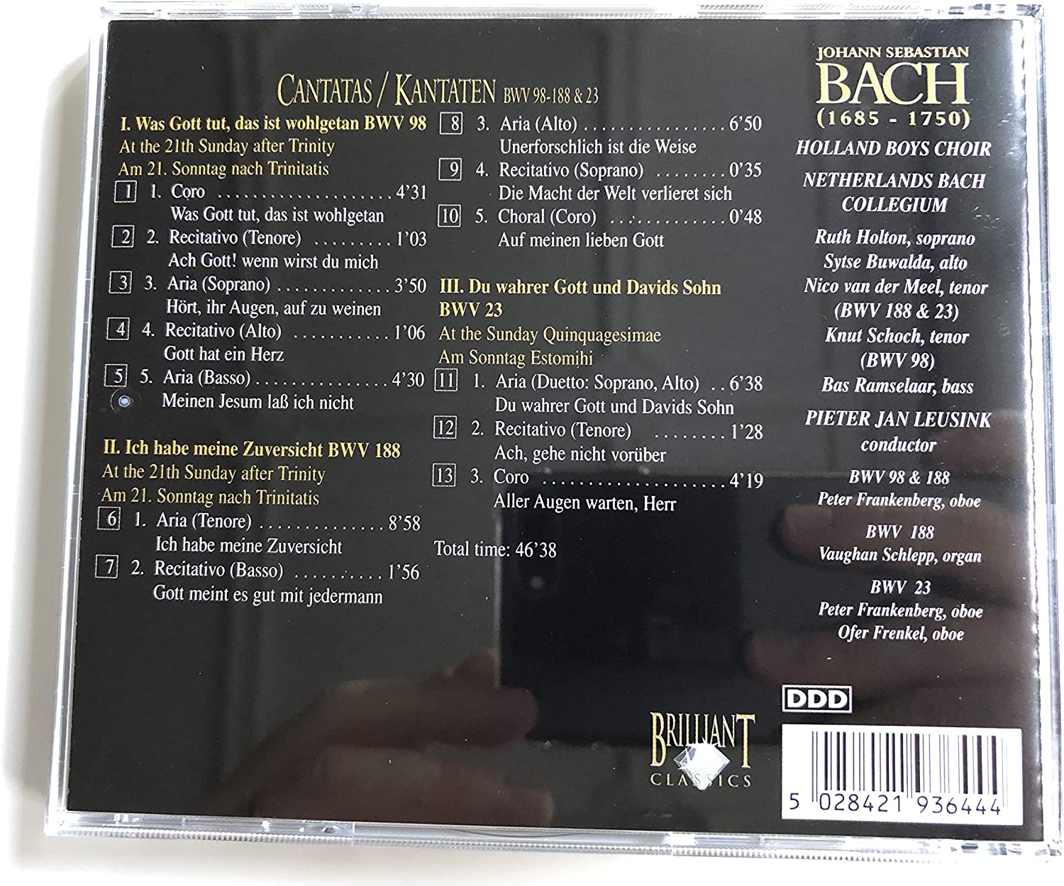 Bach Edition: Cantatas BWV 98, 188, 23 / Leusink