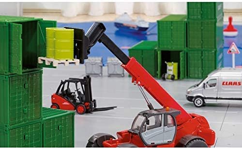 siku 1722, Linde Forklift, 1:50, Metal/Plastic, Red, Movable fork, Incl. 2 pallets