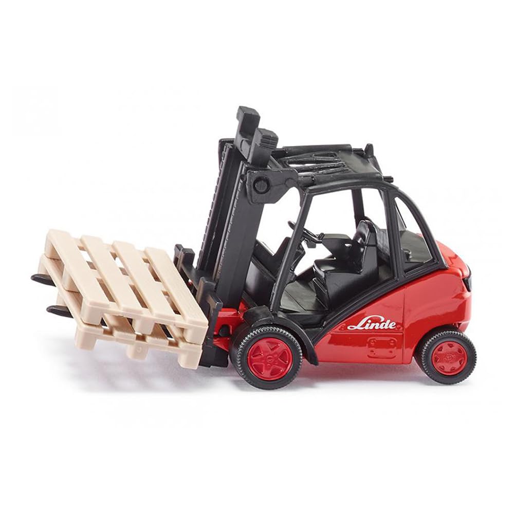 siku 1722, Linde Forklift, 1:50, Metal/Plastic, Red, Movable fork, Incl. 2 pallets