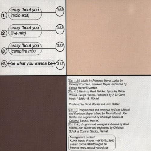 Crazy 'bout you (incl. 3 versions, 1999)
