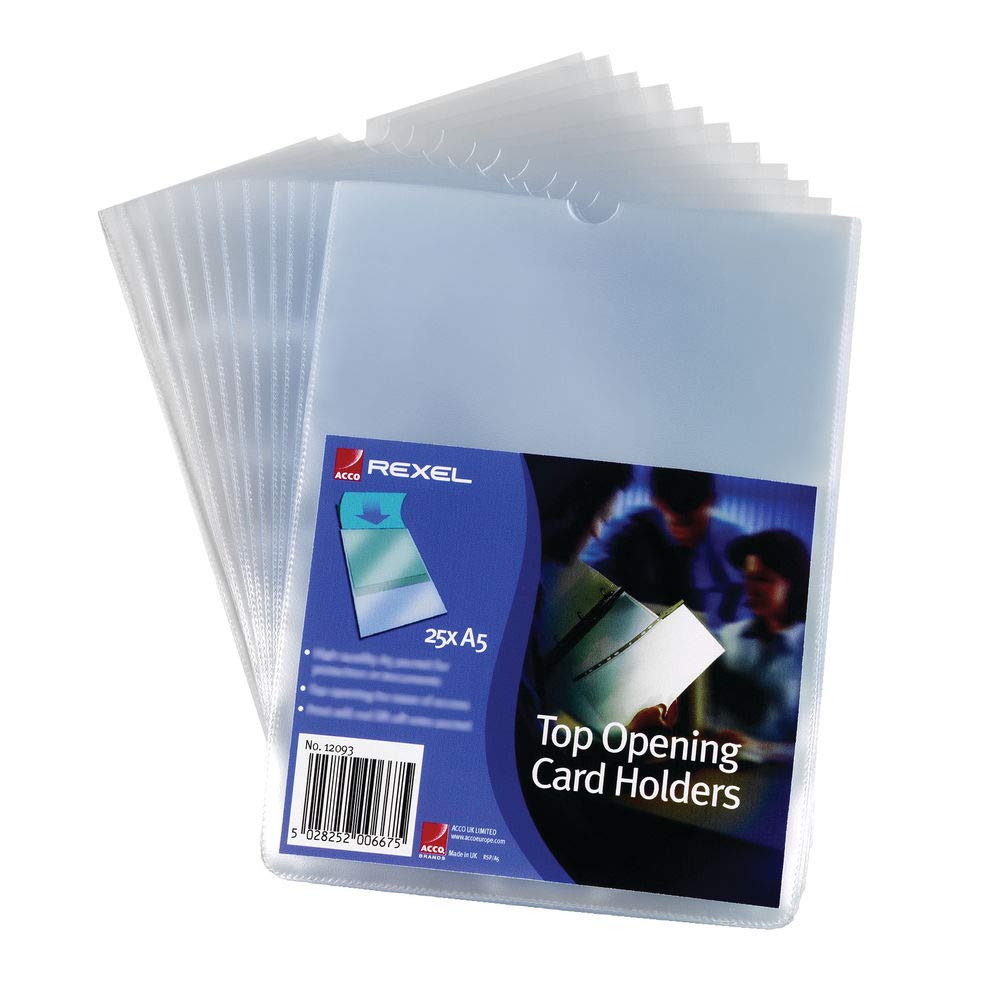 Rexel Card Holder Polypropylene Wipe-clean Top-opening A5 Ref 12093