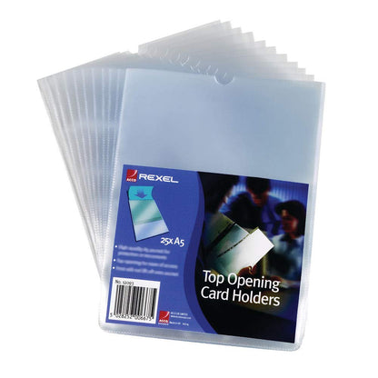 Rexel Card Holder Polypropylene Wipe-clean Top-opening A5 Ref 12093