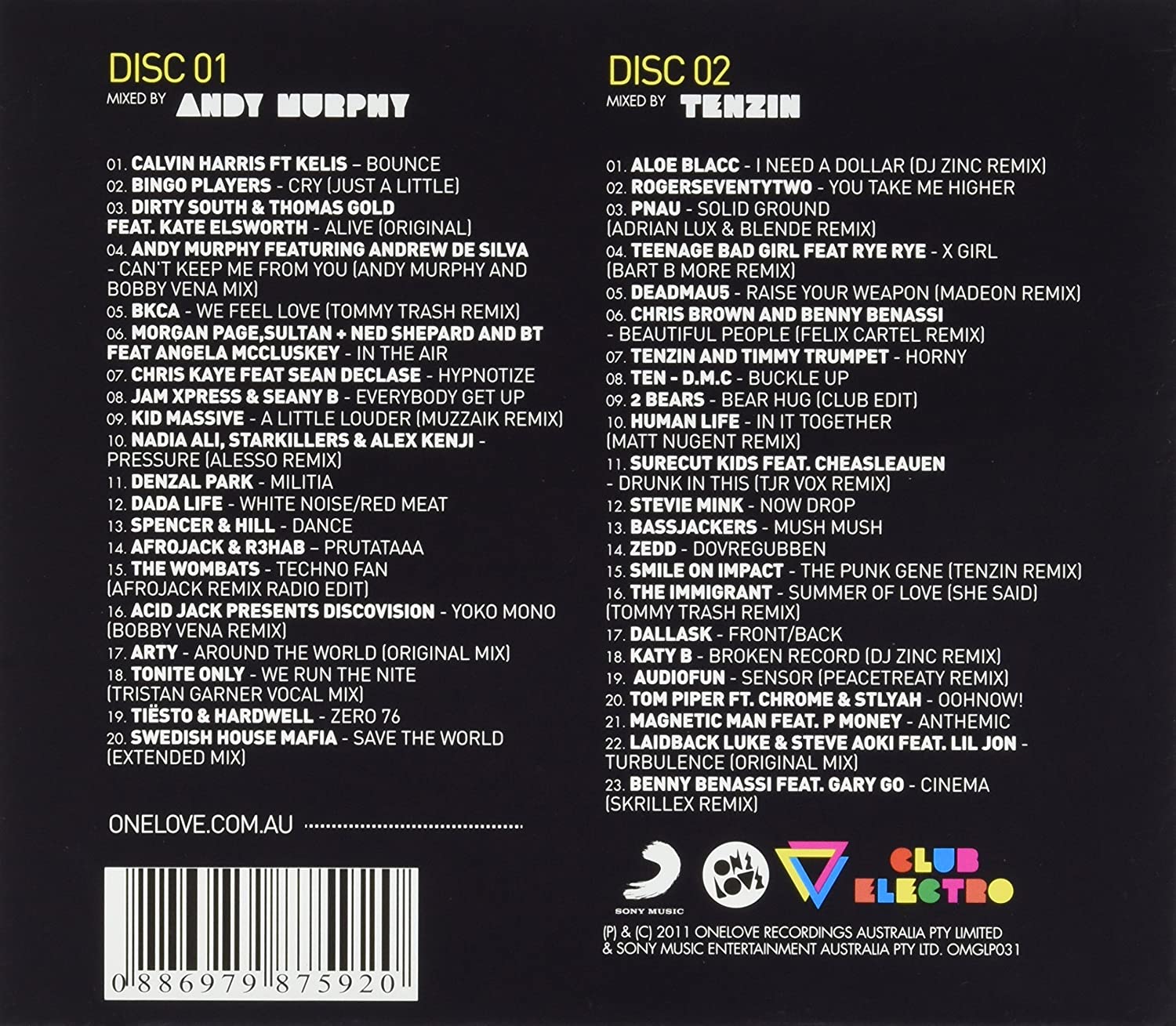 Onelove Presents Club Electro 2011-Mixed By Andy M