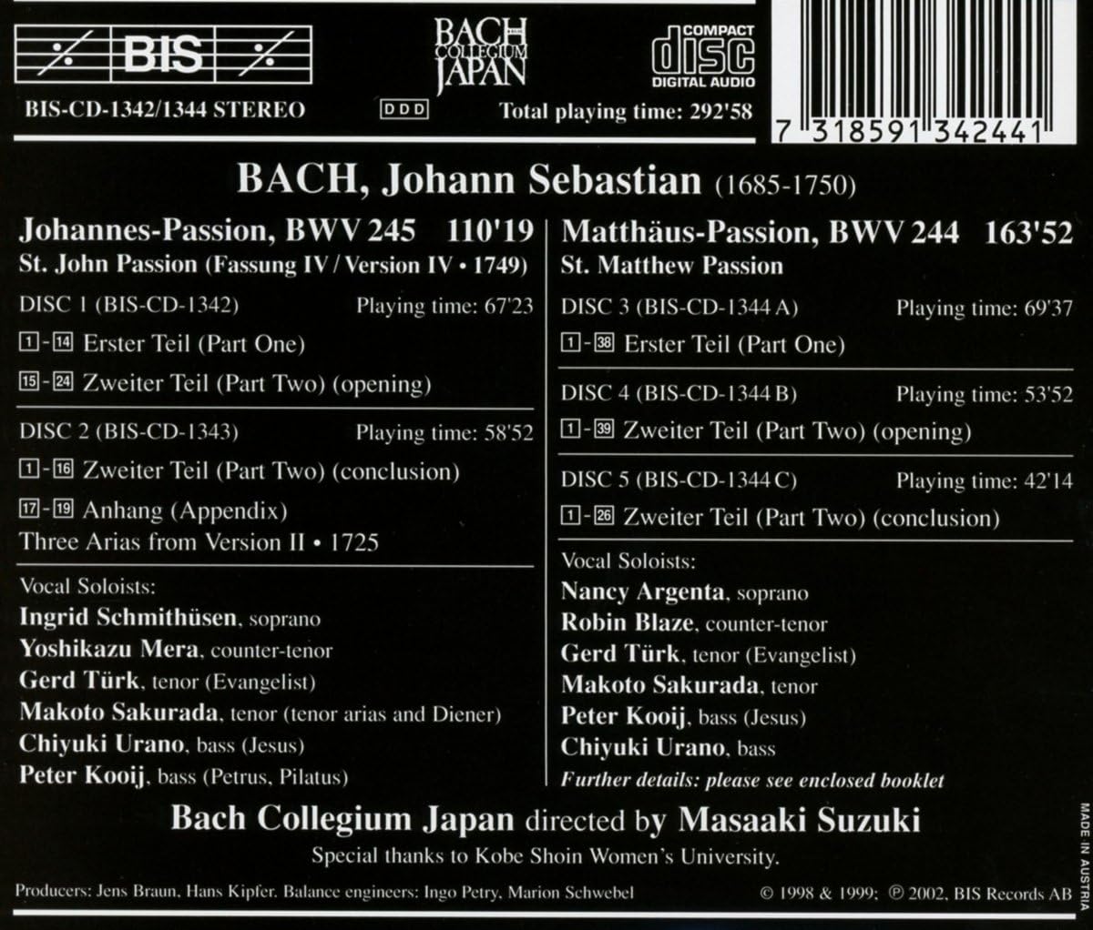 Passions, The (Suzuki, Bach-collegium Japan)